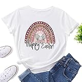 Ostern Damen Nachthemd Kurzarm blusen Damen elegant festlich lang Damen T Shirts Sommer Blusen Tuniken Langarmshirts T-Shirts Tops Lange Tshirts Damen Locker blusenbody Damen weiß Shirt
