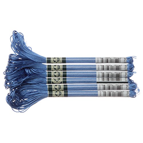 DMC サテン糸 刺繍糸 6束入 25番 8m #S798 ブルー系 DMC1008F