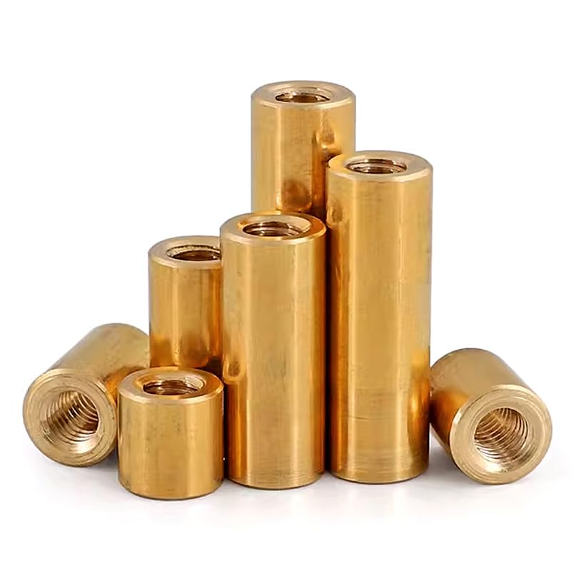 Round Connector Nuts, Brass Extend Long Lengthen Round Coupling Nut M6-M12 Length 5mm~100mm Sleeve Tubular Joint Sleeve(M8x15x13mm 2Pcs)
