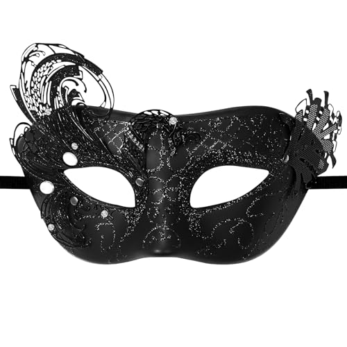 Cupimatch Masque Carnaval Vénitien Plastique: Masques Femme Demi-visage Métal Vénitiens Élégant Simple avec Strass et Perles pour Déguisement Bal de...