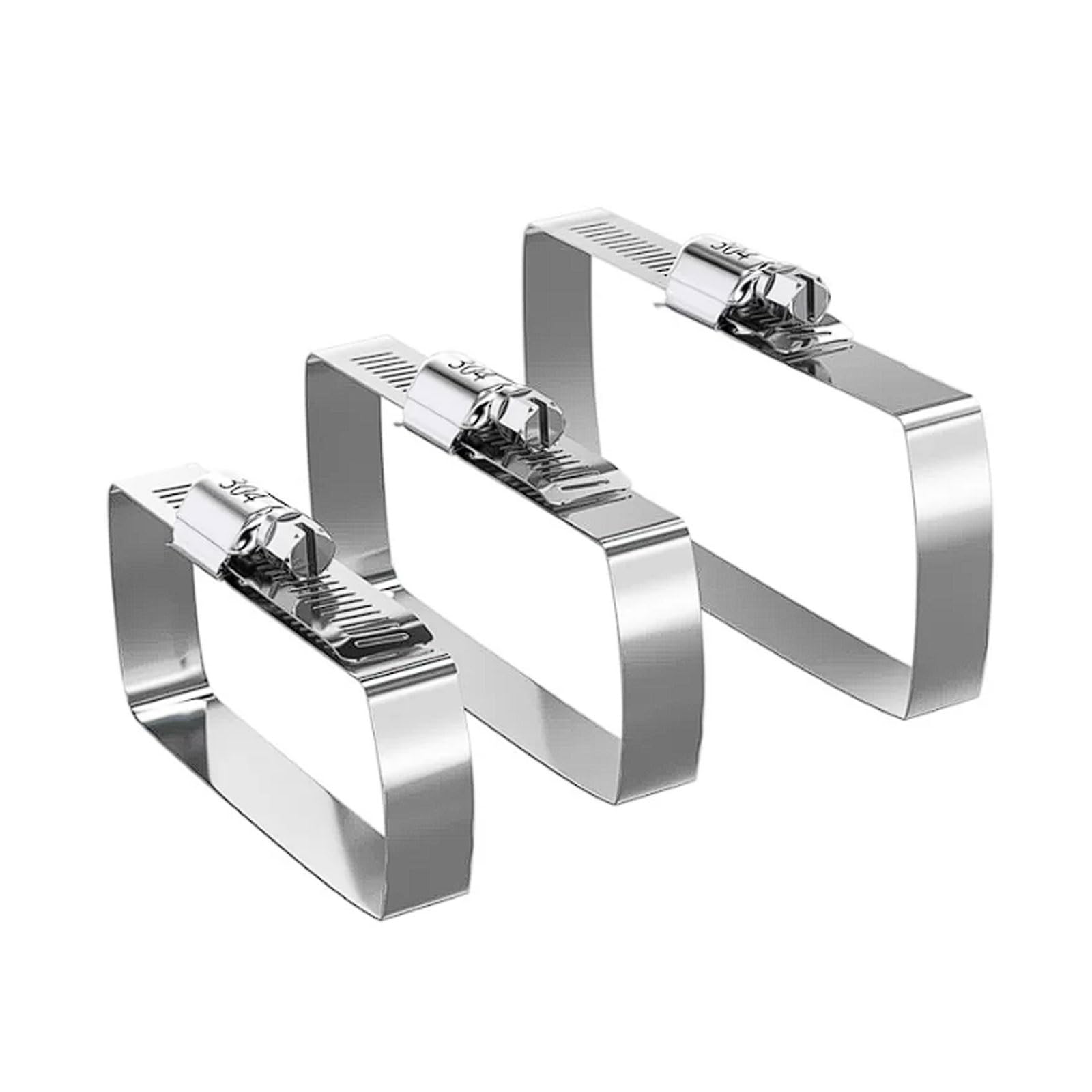 Esmen Uae One Color 304 Stainless Steel Cable Tray Clamps, 3-Pack Photovoltaic Cable Hose Clamps, Wire Tunnel Clamps, Square Tube Fixing Buckles Tube Fittings(200 * 200)