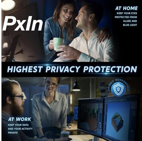 Image of PxIn 16 Inch (16:10) Privacy Screen Filter - NO Eye Strain | Anti-Blue Light + Anti-Glare | No Dry Eyes | Privacy Screen Protector | Touch Screen Enabled