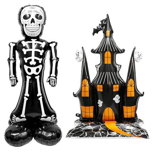 SRIZIAN 2 Pieces Halloween Foil Balloons, Inflatable Standing Halloween Foil Balloons halloween Party Decorations
