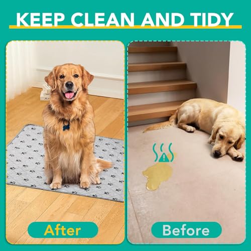 Image of FUWERY Washable Pee Pads for Dogs ,34 inchX36 inch, Thick Heavy Absorbency Reusable, Prevent Leakage, Non-Slip Pee Pads for Puppy Playpen,Potty Training, Grey, 2 Packs