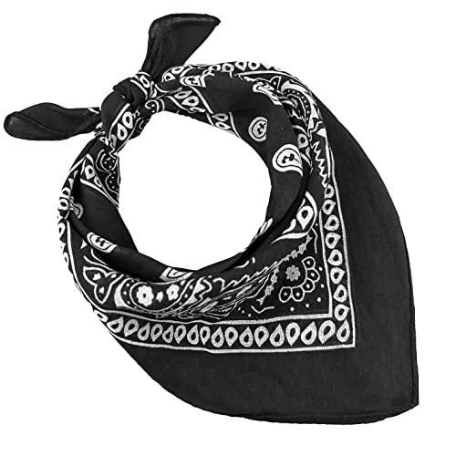 Bandana aus 100% Baumwolle, 3/5/10er-Set, für Damen, Herren, Kinder, Unisex, einfarbig und/oder mit Paisley-Muster, Artikelnummer A644, Schwarz , Set 1 pz