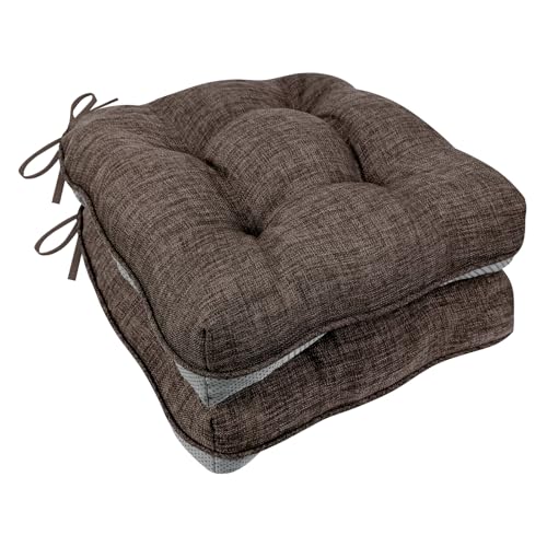 RuzRhyth Chair Cushions for Dining Chairs, Tufted Memory Foam Indoor Kitchen Chair Pads with Ties, Non-Slip Backing, Seat Cushions for Kitchen Chairs Set of 2, 16.5