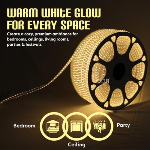 Image of DOJI 2835 Strip Lights for Home Decoration | 120 led per Meter led Strip Light | Rope Lights for Ceiling | Decoration Lights for Diwali, Christmas, Home, False Ceiling (Warmwhite, 30 Meter)