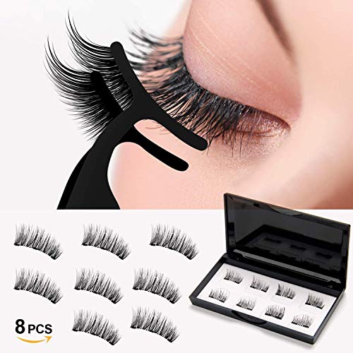 Upgraded Magnetic Eyelashes Natural Look, Missfeel 8 PCS 3D Silk Lashes Handmade Ultra Thin and Reusable False Eyelashes Soft and Comfortable with Free Eyelash Tweezers