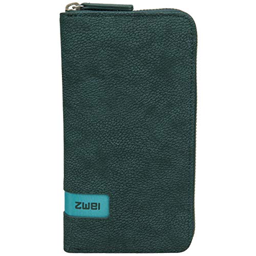 zwei Mademoiselle Wallet Damengeldbörse 19 cm, Nubuk-petrol (Türkis / Grün),