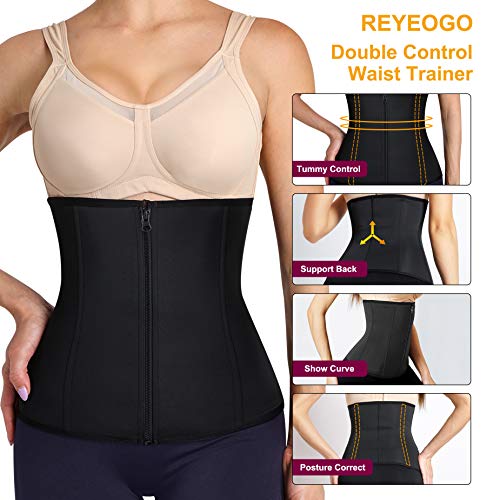Reyeogo Women Shapewear Cinchers Waist Trainer Corset For Weight Loss Belt Stomach Body Shaper Tummy Control Workout Girdle (Medium, Black) #TOP1