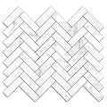 STICKGOO 10 Sheets Herringbone Peel and Stick Backsplash, Stick on Aluminum Composite PVC Kitchen Backsplash, Marble White Mixed Light Grey Look Self Adhesive Wall Tiles
