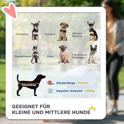 PawHut Hundewagen Hundebuggy klappbar für Hunde & Katzen bis 20 kg Katzenbuggy mit geländegängige Gummiräder Kissen Netzfenstern Türen Katzenwagen mit Aufbewahrungskorb Buggy Dunkelgrün