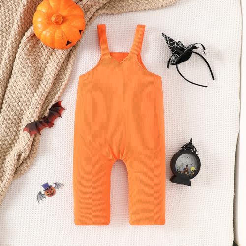 Sayoo Halloween Pumpkin Face Baby Girl Boy Outfit Cute Bubble Orange Jumpsuit Rompers Corduroy One Piece Strap Overalls thumb #2