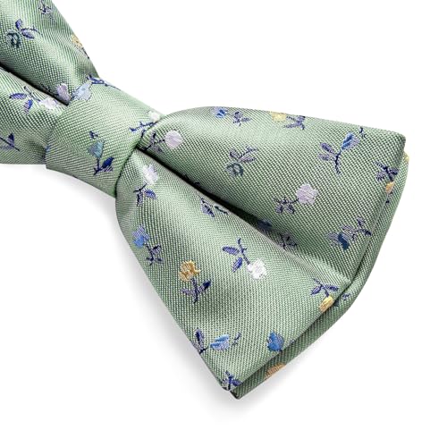 Image of DiBanGu Paisley Pre-Tied Bow Ties for Men Silk Adjustable Bowtie and Pocket Square Cufflinks for Wedding Party
