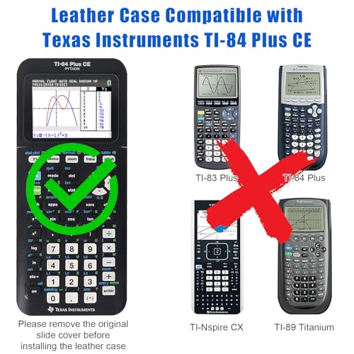 Image of YouKnow PU Leather Protective Case Compatible with Texas Instruments TI-84 Plus CE Color Graphing Calculator with ID Card Slot (Only Case) (Blue)