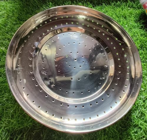 Image of Stainless Steel Bhakhri Dish | Large Size Steel Serving Plate for Roti, Bhakhri, Paratha | Heavy Gauge, Rust Resistant