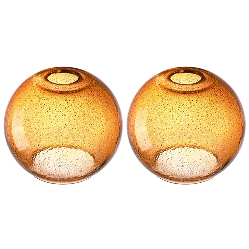 Image of 6.3 Inch Replacement Black Seeded Glass Lamp Shade Light Fixture,for Replacement Wall Sconce Pendant Light Ceiling Light Chandelier Shade,Factory Outlet (Ancient Amber Glass 2 Pack)