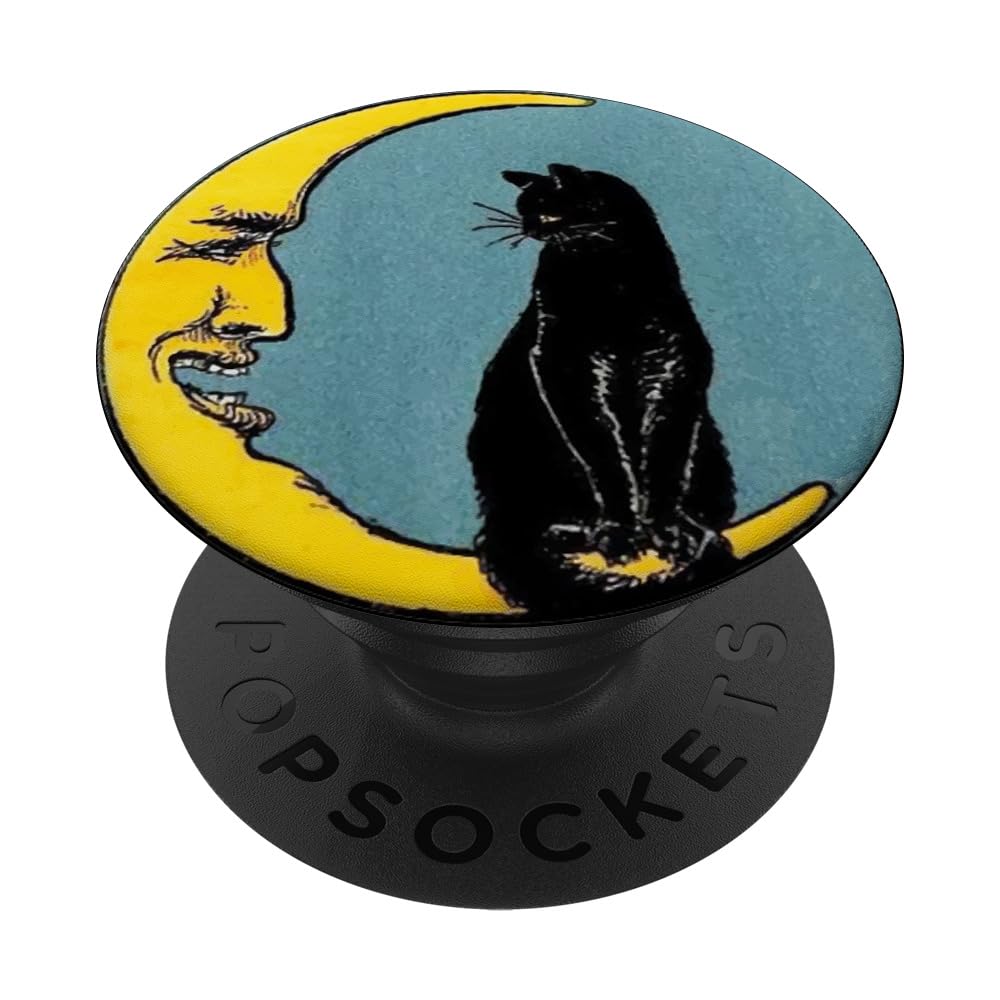 Vintage Cat and Moon Halloween Design PopSockets Adhesive PopGrip