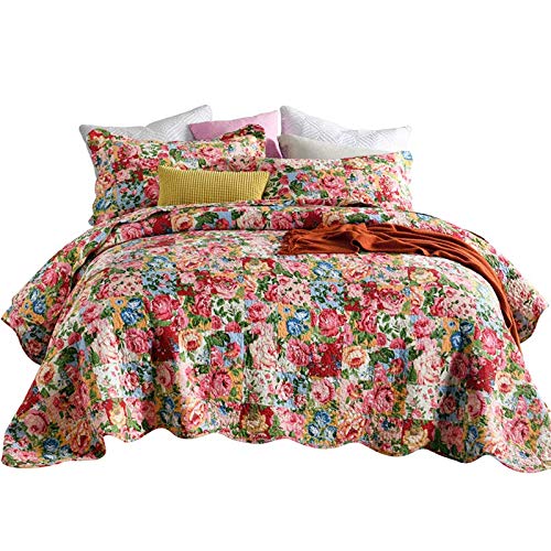 3 Pezzi Trapuntato Trapunta Copriletto King Size 100% Cotone