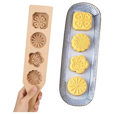Formen Mondkuchen Holz DIY Biscuit Modelle Blumen Muster Handwerk Backform Kuchen Verzierungsform Schokolade Eis Backenformen Süßigkeit Plätzchen Ausstechformen Küchen Spielzeugset Cover