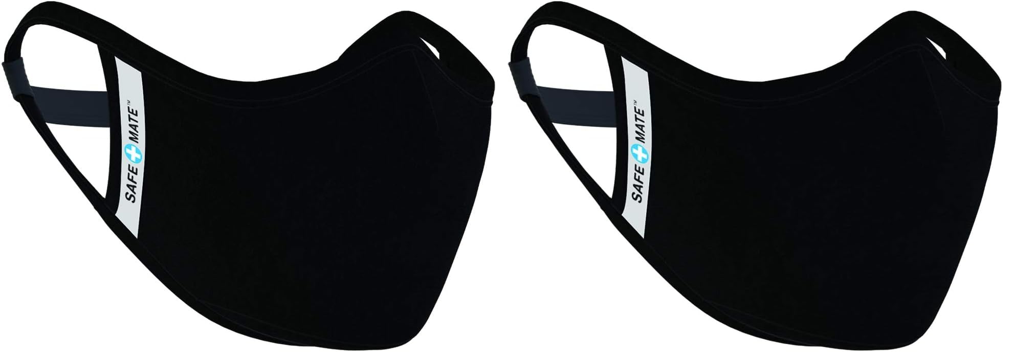 Case-Mate Safe+Mate x Cloth Face Mask - Washable & Reusable - Adult L/XL - Cotton - Includes Filter - Black (Pack of 2)