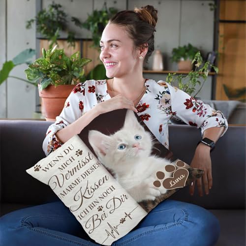 Alienc Personalisierbares Gedenkkissen für Hund oder Katze – Erinnerungs-Geschenk bei Verlust eines Haustiers – Optional mit Füllung – Personalisiertes Trauerkissen