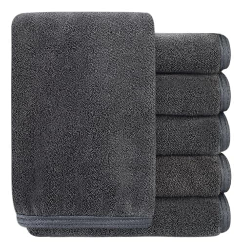 SINLAND Mikrofaser Gesichtsreinigungstücher 30x30cm Make-Up Entferner Tuch - Waschbar und Wiederverwendbar Microfaser Abschminktücher Grau (6 Stück)