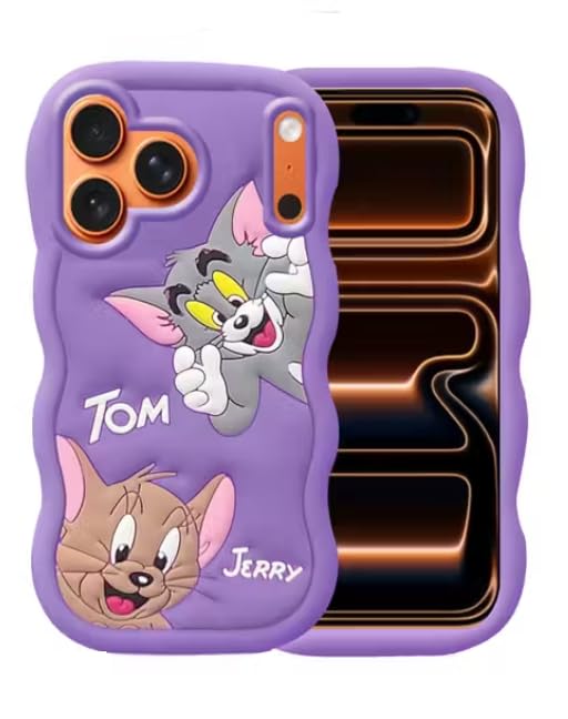 Image of MIDOS Back Cover Compatible with iPhone 17 Pro, 3D Soft Silicone 3D Cute Cartoon Full Protective Case for iPhone 17 Pro (Purple)