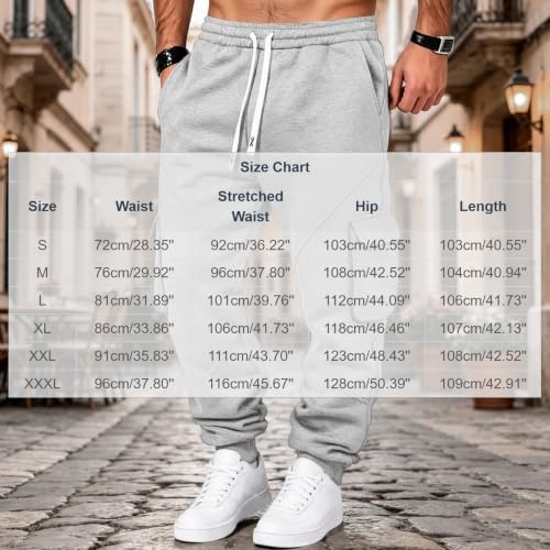 Pantalones Casuales para Hombres Cargo Sweatpants for Men Drawstring Baggy Joggers Hiking Fall Winter Pants Cargo Joggers Men Heavyweight Sweatpants Gray S - image 4