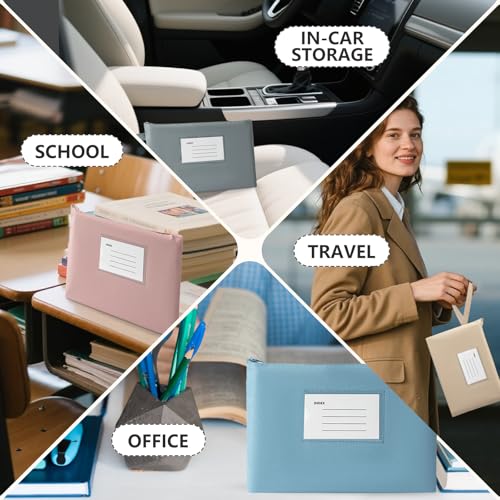 Niaciswe 4 Stück Banktasche Geldtasche 4 Farben Geldmappe Wasserdichte Stofftasche mit Reißverschluss Geldscheintasche Fenster Geldschein Kosmetiktasche Dokumentenpaket für Reise Schule Büro zu Hause