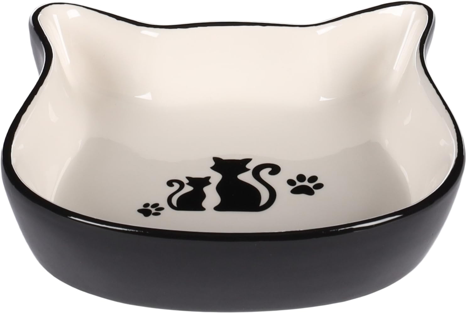 FEEDING AND DRINKING BOWL CAT NONA CERAMIC BLACK-WHITE HEAD 250ML 13,5x13x3,5CM