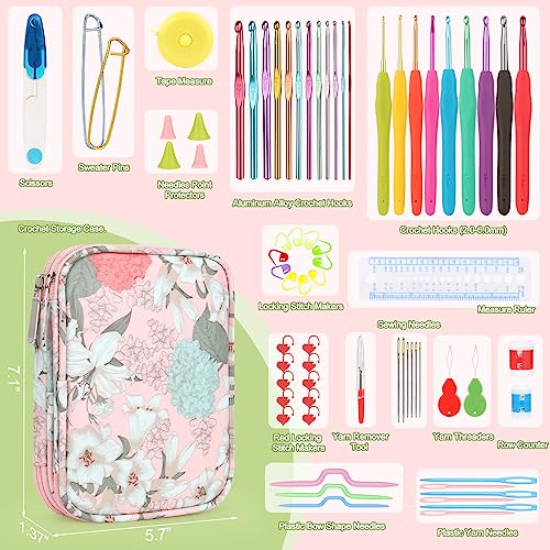 Image of Katech Crochet Hooks Set with Case, 73-Piece Crochet Hooks Kit Knitting Accessories Ergonomic Aluminum Alloy Crochet Hook Colorful Crochet Needles for Making Socks, Gloves, Bag, Hat, Sweaters