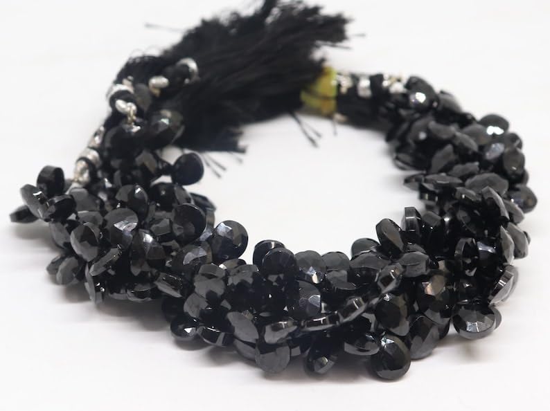 Perles poire vertébrale noires de 6x8mm pour fabrication de bijoux
