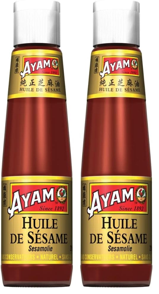 Ayam 100% Huile de Sésame, Cuisson et Assaisonnement, Sans Gluten, Sans Conservateurs ni Additifs, 210ml (Lot de 2)