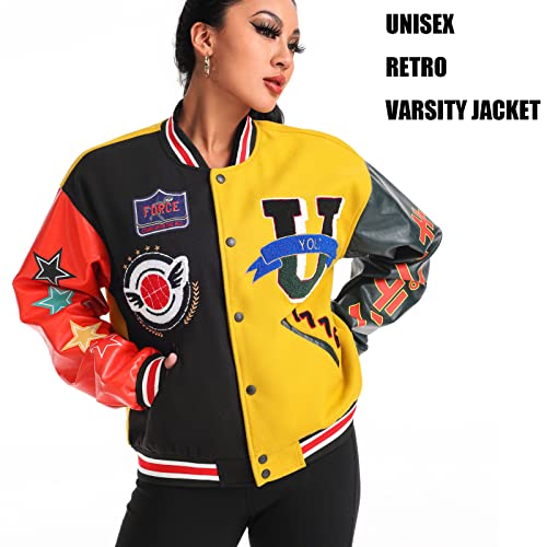 Varsity Jacket Unisex Y2K Embroidered Letterman Bomber Jacket Casual Baseball Jackets4