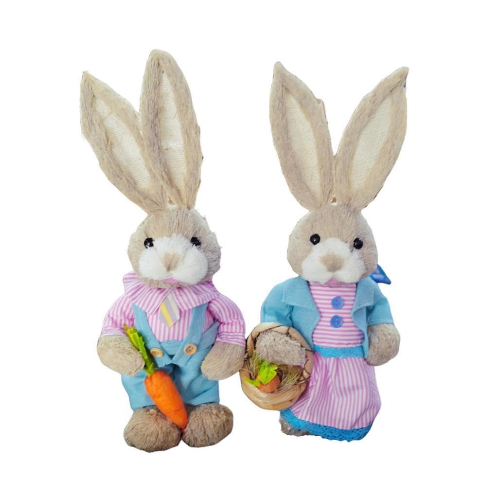 QUXVUIS Charming Bunny Figurines Exquisite Straw Rabbit Sculptures Work Wonders As Eye-catching Indoor Or Outdoor Decorations Year Round Easter Bunny, Style C