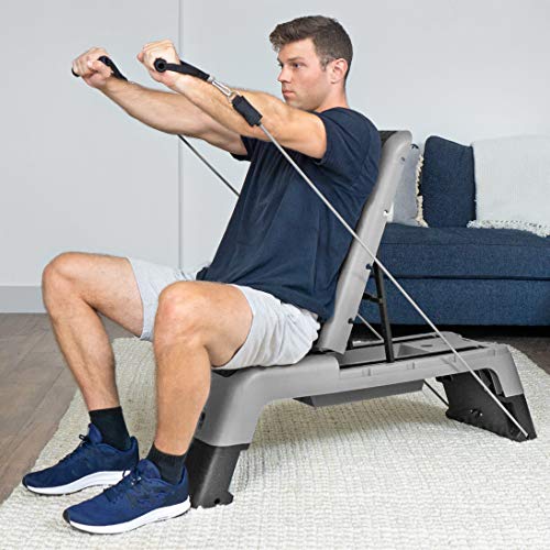 ProsourceFit Fitness Aerobic Deck Stepper with Resistance Band, Multifunctional Workout Bench for Weight Training, Plyometrics for Home Gym (Grey)