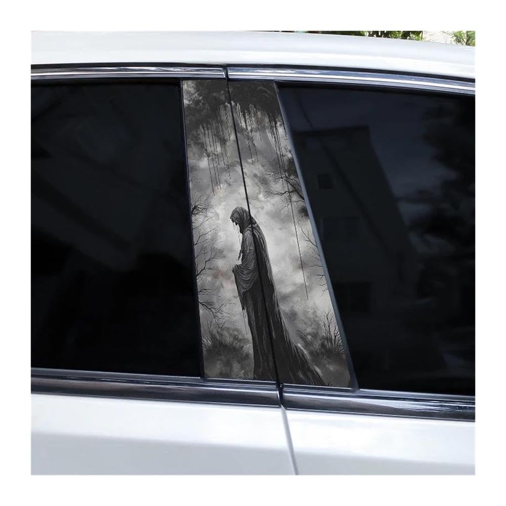 Decorative Items 2pcs Car Window Pillar Decal Crow Death Sticker DIY Car Pillar Decal Sticker(L)