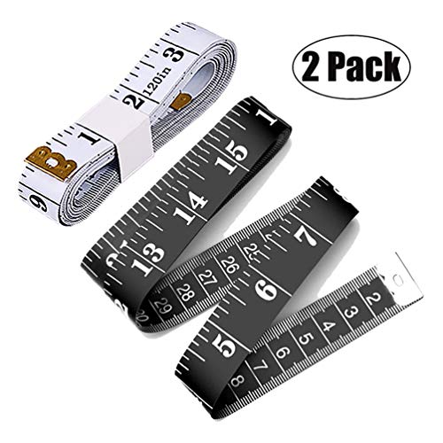 Tape Measure 300cm/120 Inch Double-scale Soft Tape Measuring Body Weight Loss Medical Body Measurement Sewing Tailor Cloth Ruler Dressmaker Flexible Ruler Tape Measure (Black and White)2 Pack By BUSHI