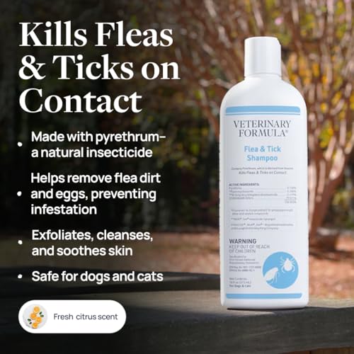 Image of Veterinary Formula Flea and Tick Shampoo for Dogs and Cats, Flea and Tick Control Formula Helps Soothe Itchy Skin While Cleansing, Paraben, Dye, and Soap Free, 2 Pack, 16 fl oz Each