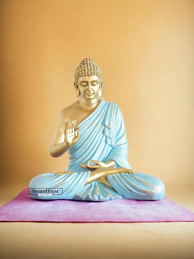 Image of Swarn House Decor's Beautiful Sitting Buddha Idol Statue for Home & Garden - Big Size 2 Feet (Dinamic Black Matte)