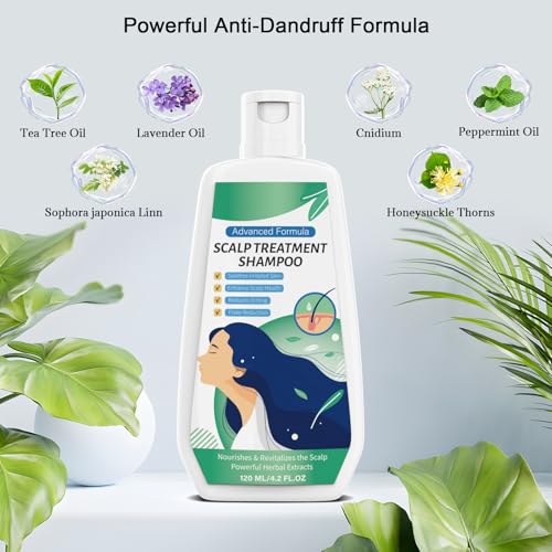 Anti Schuppen Shampoo Herren/Frauen,Teebaumöl Pilz Shampoo mit Natürliche Kräuterextrakte,Wirksame Linderung von Schuppenflechte Kopfhaut,Fettige Schuppen,Trockene Juckende Kopfhaut,Entzündungen 120ml