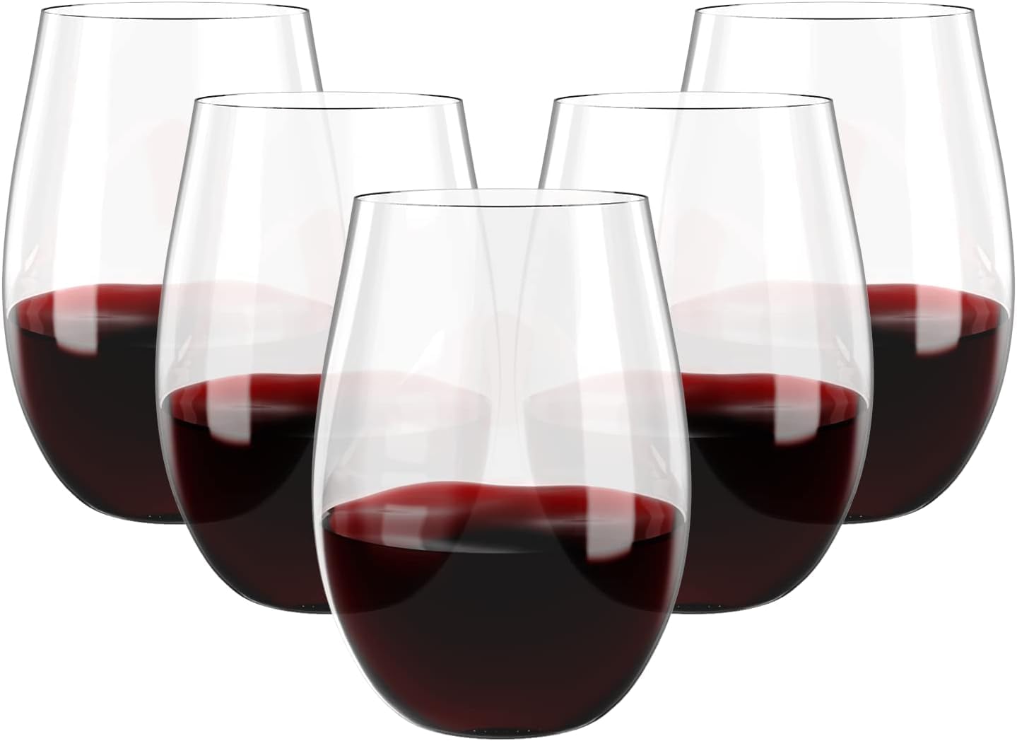 Rarapop 20 Pack Unbreakable Stemless Wine Glasses, 16ozPlastic Clear Drinking Glasses Wine Cups, Disposable & Reusable for Champagne, Dessert, Food Samples, Catering, Weddings