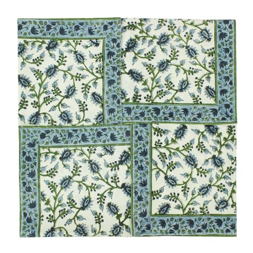 Servilletas de Algodón 14x14 Pulgadas Set de 4 Azul Verde miniatura 4