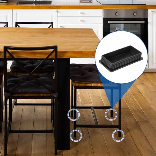 Image of uxcell 2 Pcs Rectangle Tubing End Caps 6 x 3 Inch Plastic Hole Plugs Insert End Cap for Metal Tubing Post Chair Leg Table Bookshelves Furniture, Black
