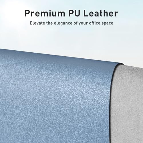 Image of Aothia Leather Desk Pad Protector, Office Mat, Large Mouse Pad, Non-Slip PU Leather Blotter, Laptop Pad, Waterproof Writing Pad for Office and Home (Denim Blue, 31.5 inch x 15.7 inch)