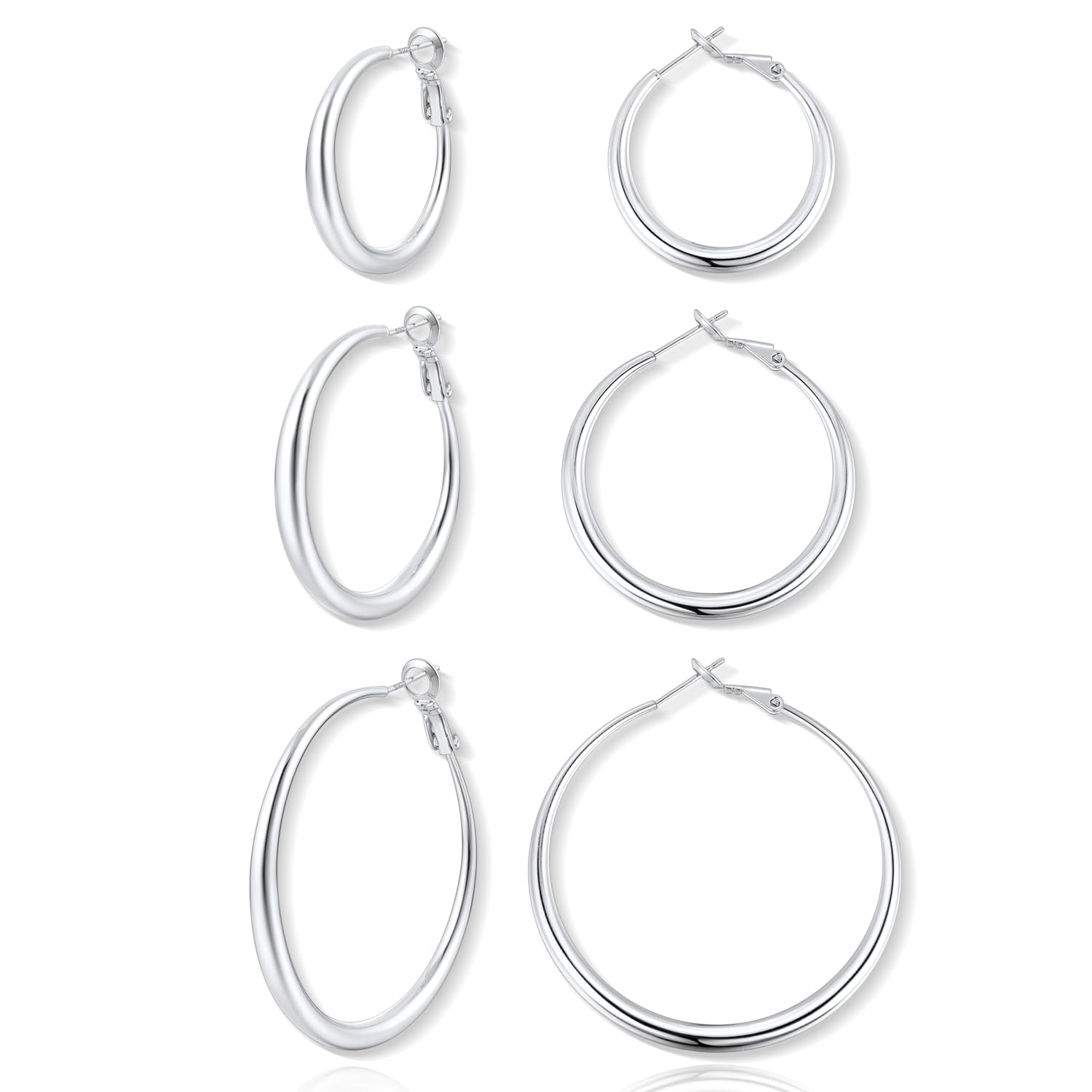 Jewlpire 14K Gold Plated Hoop Earrings with 925 Stering Silver Post, Lightweight Hoop Earrings for Women 30mm/40mm/50mm/60mm