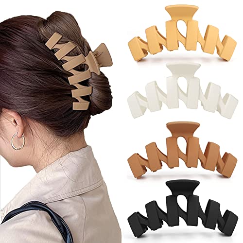 Yomaido 4 Pièces Grande Pince Cheveux Femme, 11cm Pince à Cheveux Antidérapante, Acrylique Pince a Cheveux Crabe pour Femmes et Filles Cover