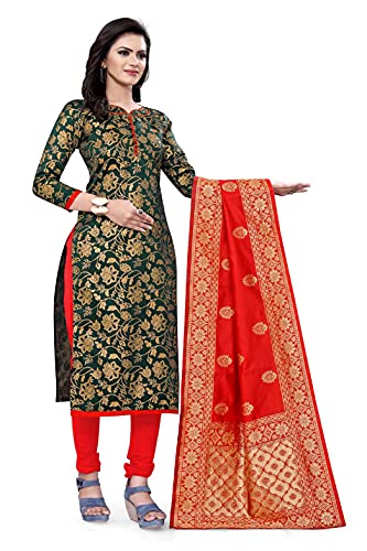 Image of AKHILAM Women's Jacquard Cotton Silk Unstitched Straight Salwar Suit Dress Material (13BNRS61 Parent)
