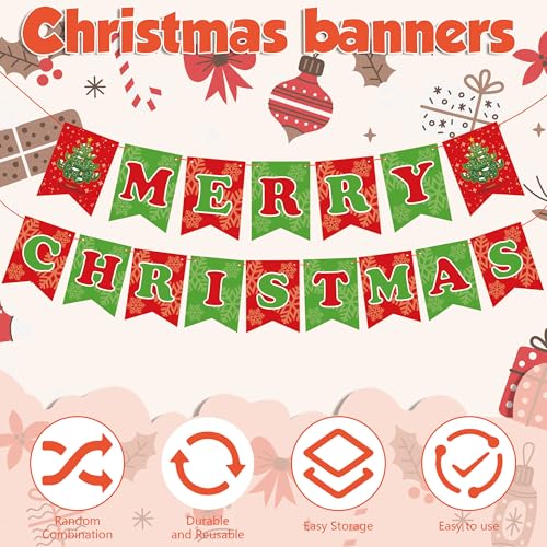 Image of OHOME Christmas Party Decorations - Merry Christmas Banner | CHRISTMAS Decorations for Indoor Outdoor - Xmas Backdrop Garland for Outside | Hanging Party Favors Supplies for Birthday